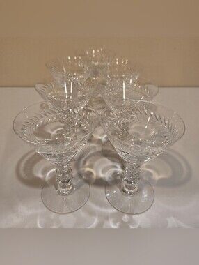 Vintage Tiffin-Franciscan Crystal Sherry Stemware In Woodstack Pattern X 7